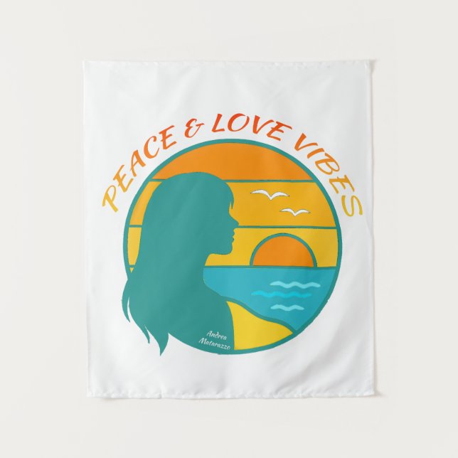 Frieden & Liebe Vibes Wandteppich (Vorderseite)
