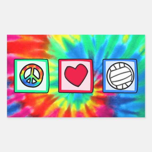 Frieden, Liebe, Volleyball Rechteckiger Aufkleber (Vorderseite)