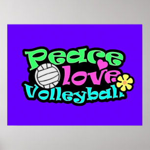 Frieden, Liebe, Volleyball; Retro Poster
