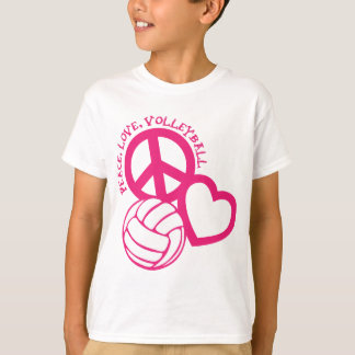 Frieden-Liebe-Volleyball. Rosa T-Shirt