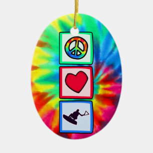 Frieden, Liebe, Wakeboarding Keramik Ornament