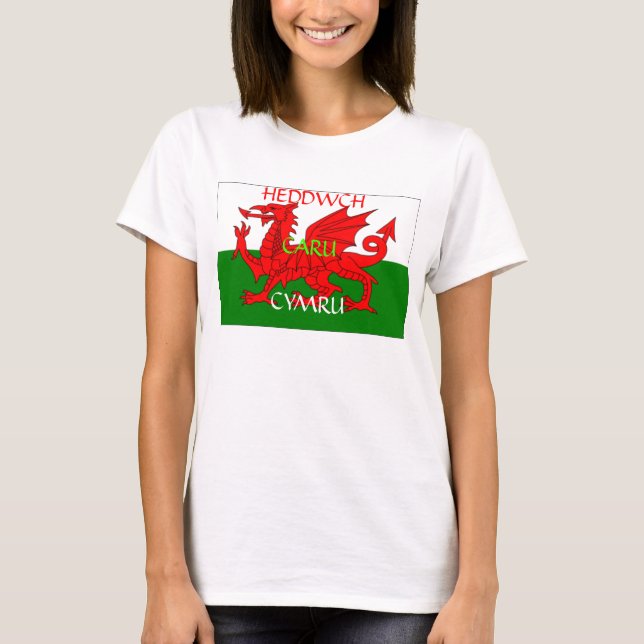Frieden, Liebe, Wales T-Shirt (Vorderseite)