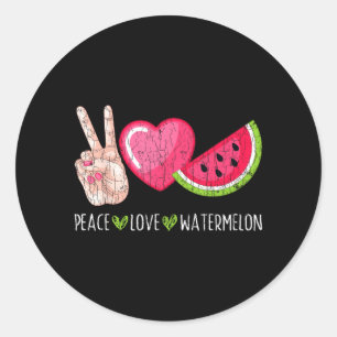 Frieden Liebe Wassermelone Lustiger Sommer Fruchtl Runder Aufkleber