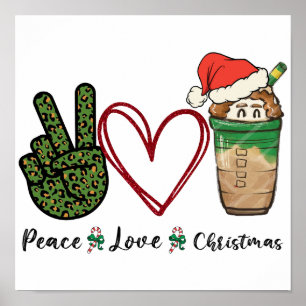 Frieden Liebe Weihnachten Trinke Kaffee Poster