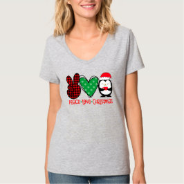 Frieden, Liebe, Weihnachtspenguin T-Shirt
