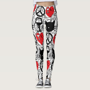 Frieden, Liebe, Wein und Katzen Leggings