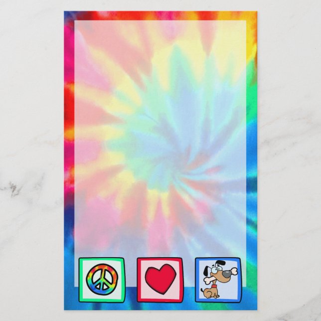 Frieden, Liebe, Welpen-Hunde Briefpapier (Vorderseite)