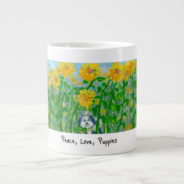 Frieden, Liebe, Welpen, Tasse (Vorderseite)