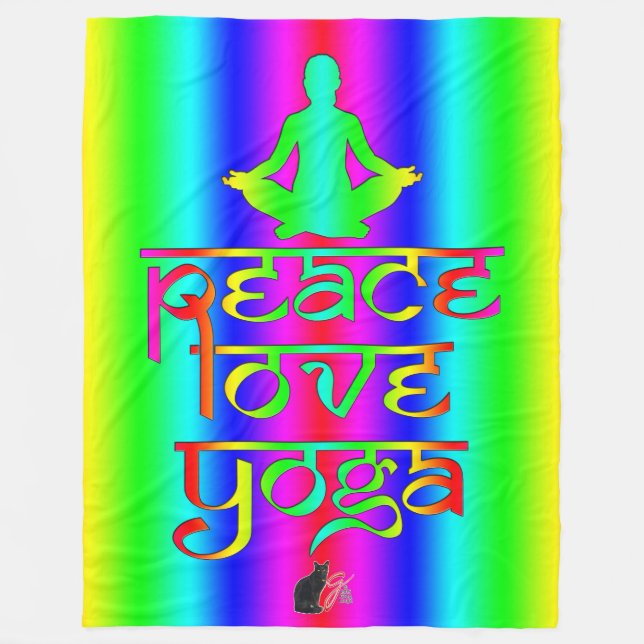 Frieden Liebe Yoga Regenbogen Absichten Fleecedecke (Vorderseite)
