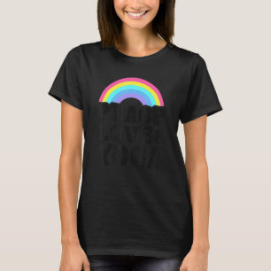 Frieden Liebe & Yoga Regenbogen Retro Hippie Yoga T-Shirt