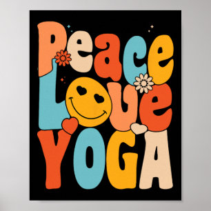 Frieden Liebe Yoga Retro Yoga Mütter Yoga Oma Poster