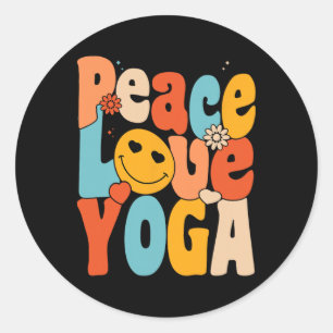 Frieden Liebe Yoga Retro Yoga Mütter Yoga Oma Runder Aufkleber