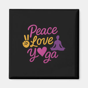 Frieden Liebe Yoga Schrift Grafik Magenta Gold Magnet