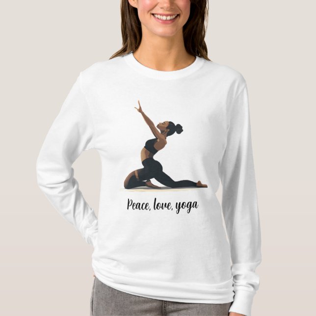 Frieden, Liebe, Yoga T-Shirt (Vorderseite)