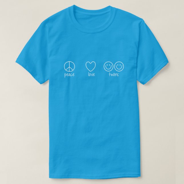 Frieden, Liebe, Zwillinge (dunkel) T-Shirt (Design vorne)