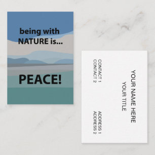 Frieden mit der Natur zu sein ist Frieden Reisen Visitenkarte