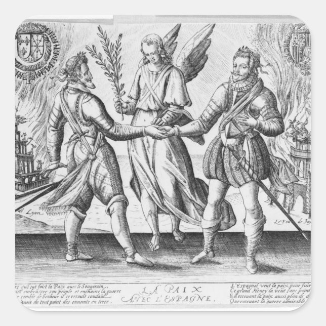 Frieden mit Spanien Quadratischer Aufkleber (Vorderseite)