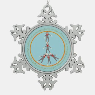 Frieden Monkeys Verzierung Schneeflocken Zinn-Ornament