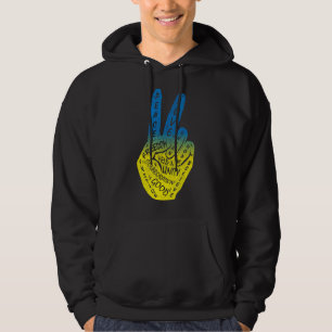 Frieden nicht Krieg Frieden Hand Schild blau gelb Hoodie