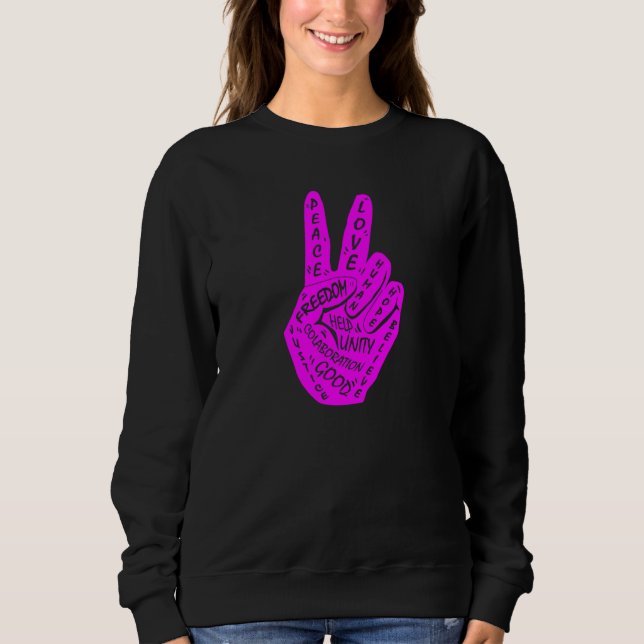 Frieden nicht Krieg Frieden machen Handzeichen 5 Sweatshirt (Vorderseite)