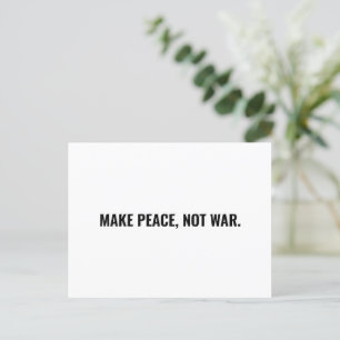 Frieden nicht Krieg weißen minimalistischen Brauch Postkarte