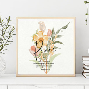 Frieden-Philipper 4:6 Orange floral Poster