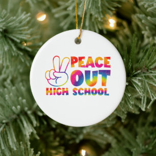 Frieden raus High School Tie Dye letzter Schultag Keramik Ornament