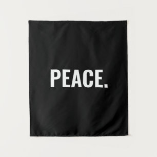 Frieden Schwarz-Weiß-Text minimalistisch Anti-Krie Wandteppich