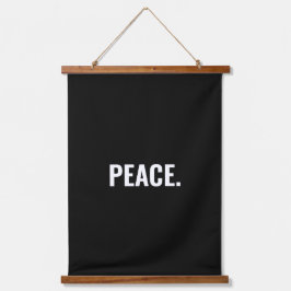 Frieden Schwarz-Weiß-Text minimalistisch Anti-Krie Wandteppich Mit Holzrahmen