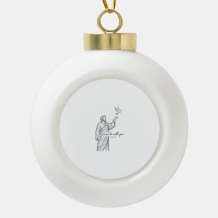 Frieden sei mit dir Taube Christliches Vintage-Shi Keramik Kugel-Ornament