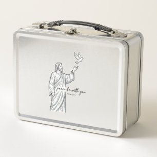 Frieden sei mit dir Taube Christliches Vintage-Shi Metall Brotdose