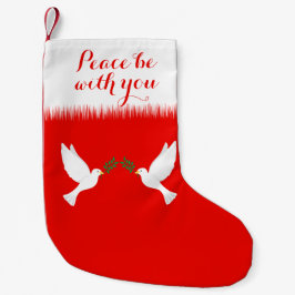 Frieden sei mit dir und weiße Tauben Kleiner Weihnachtsstrumpf