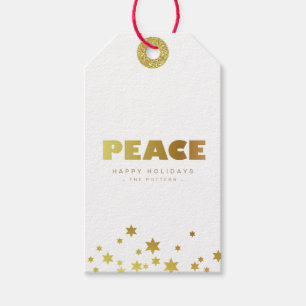 Frieden   Spaß Weihnachten White & Gold Mini Geschenkanhänger