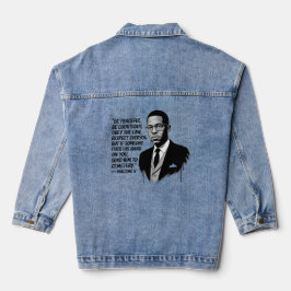 Frieden & Stärke – Malcolm X Inspirierendes Zitat Jeansjacke