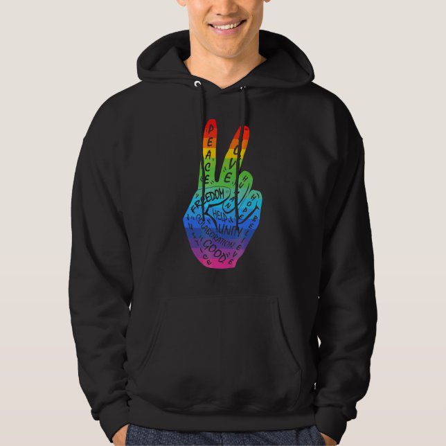 Frieden statt Krieg Frieden Hand-Regenbogen Lgbtq Hoodie (Vorderseite)