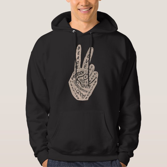 Frieden statt Krieg - Handzeichen 18 Hoodie (Vorderseite)