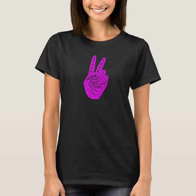Frieden statt Krieg - Handzeichen 9 T-Shirt (Vorderseite)