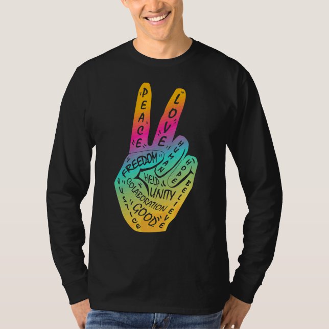 Frieden statt Krieg - Handzeichen 9 T-Shirt (Vorderseite)