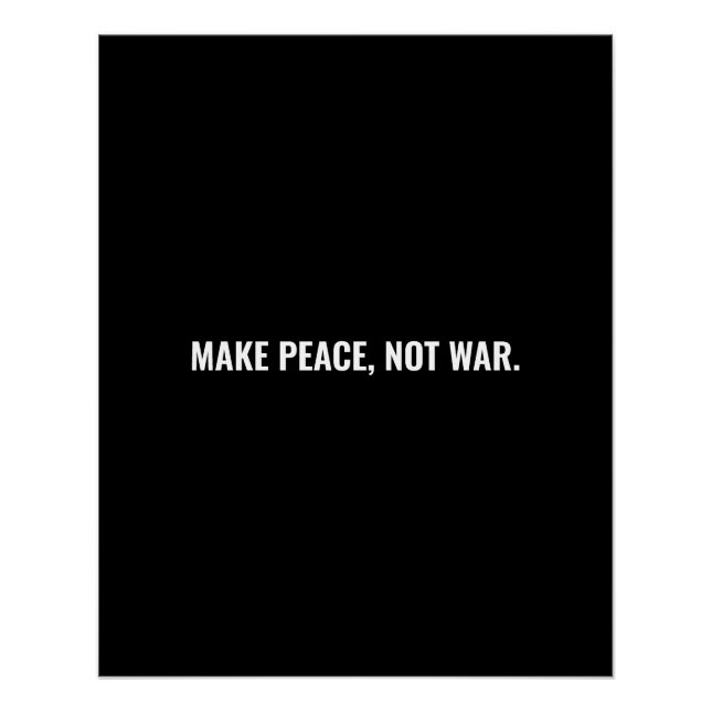 Frieden statt Krieg Schwarz-weiß minimalistische S Poster (Vorderseite)