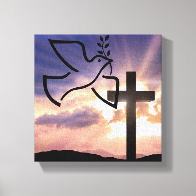 Frieden, Taube, Ostern, Religiös, Wasserfarbe, Kre Leinwanddruck (Vorderseite)