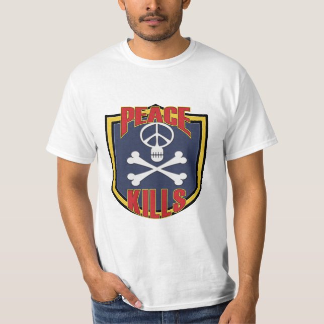 Frieden tötet Militärflecken T-Shirt (Vorderseite)