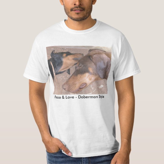 Frieden u. Liebe - Dobermann-Art T-Shirt (Vorderseite)