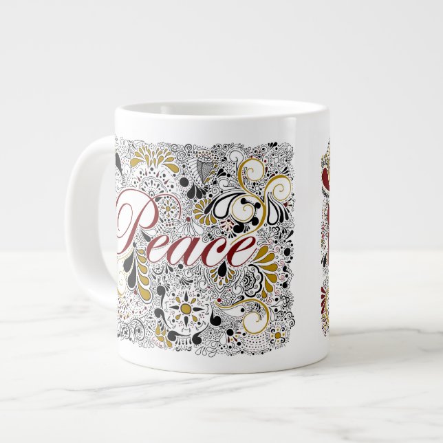 Frieden u. Shalom (auf Hebräer) - riesige Jumbo-Tasse (Vorderseite Links)
