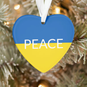 Frieden Ukraine Fahne blauer gelber Sondertext Ornament