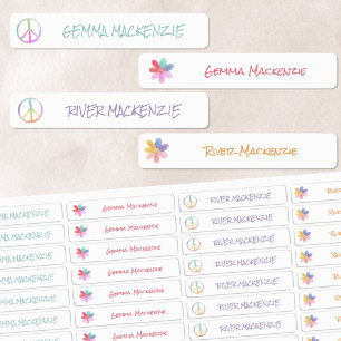 Frieden und Blume Boho Hippie Wassersicherer Name Etiketten