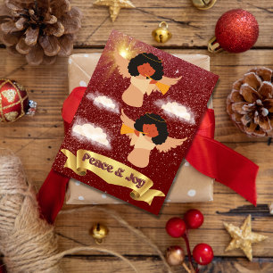 Frieden und Freude Afroamerikanische Weihnachtseng Feiertagspostkarte