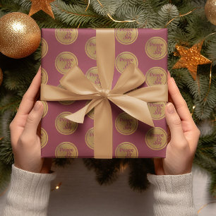 Frieden und Freude, Burgund und Gold Weihnachtsfei Geschenkpapier