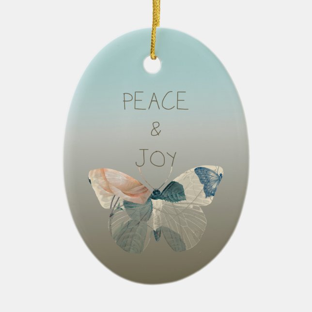 Frieden und Freude Butterfly Keramik Ornament (Vorne)