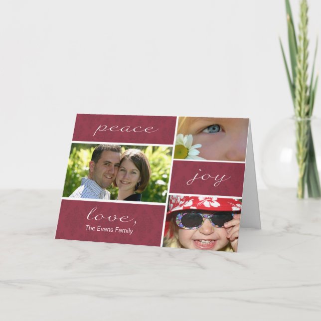 Frieden und Freude gefalteter Feiertag Feiertagskarte (Vorderseite)