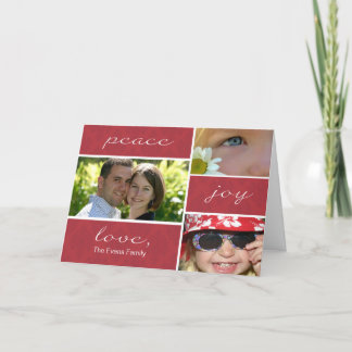 Frieden und Freude gefalteter Feiertag Karte-rot Feiertagskarte